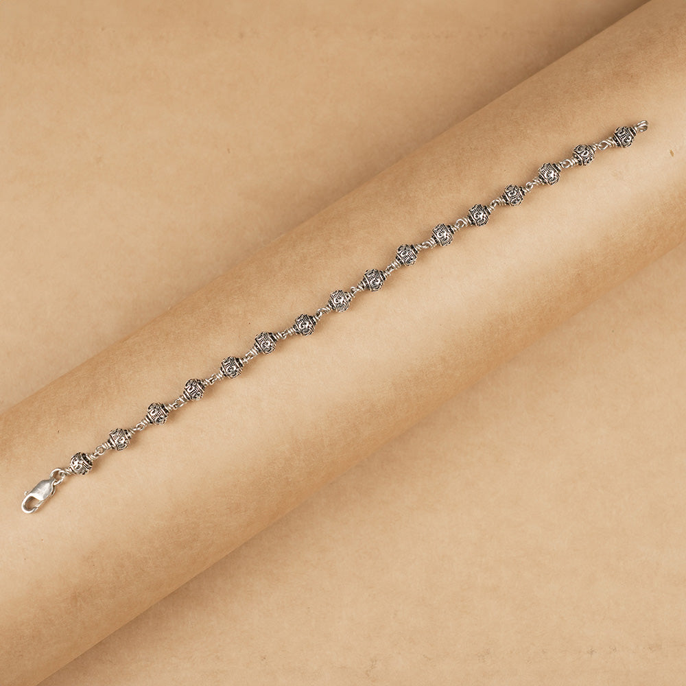 Authentic Om Silver Beads Bracelet