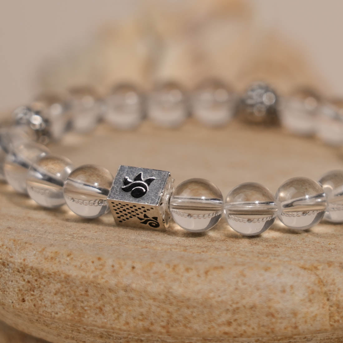 Spatik Beads with Om Silver Beads Bracelet