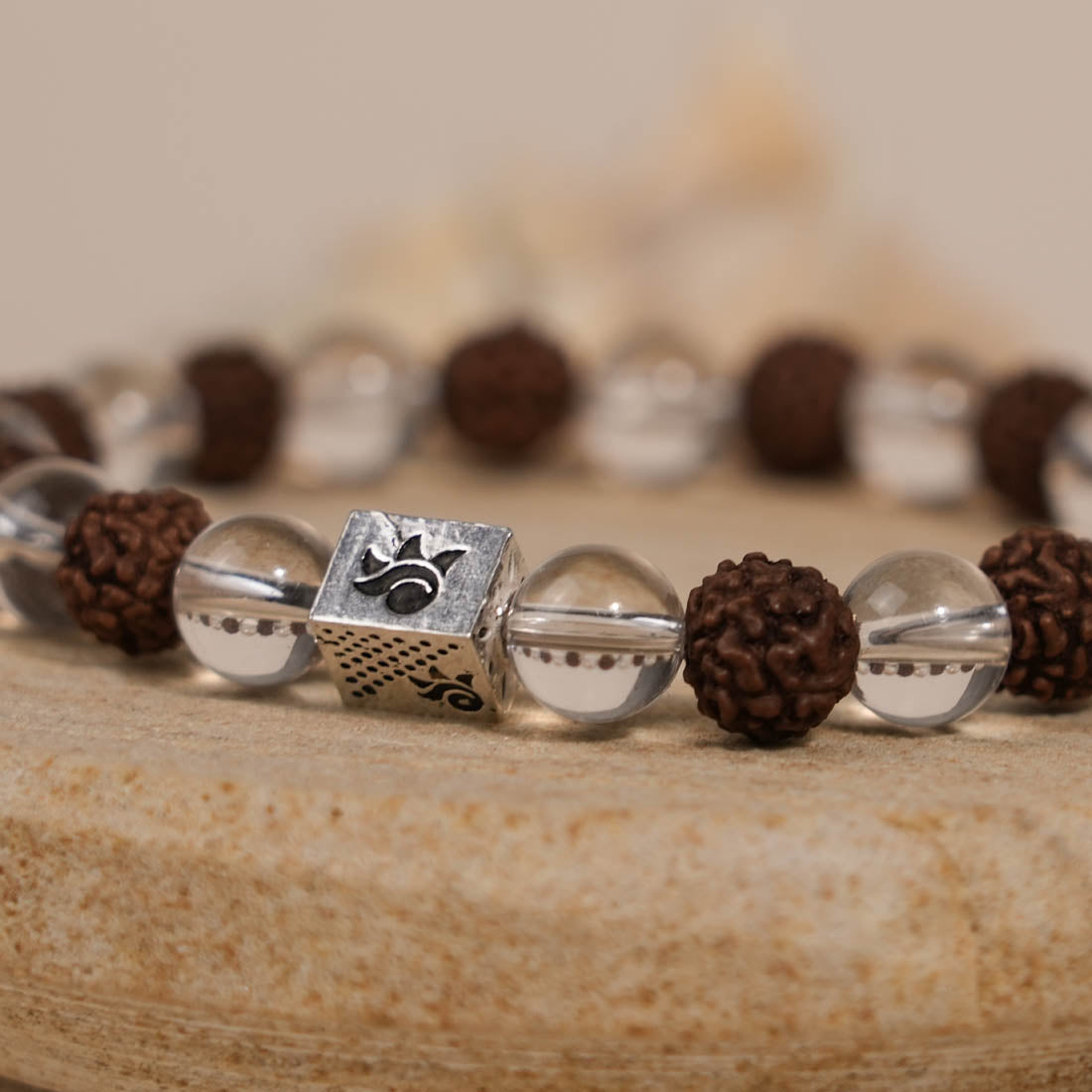 Rudraksha with Spatik Beads Bracelet