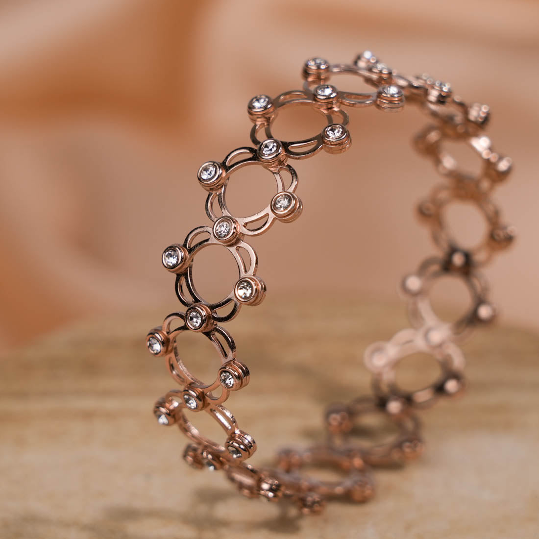 Rose Gold Plated Silver Ring Cum Bracelet for Women