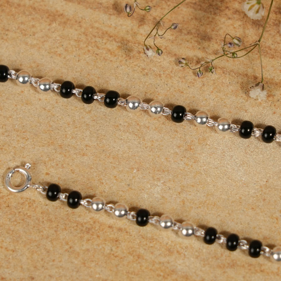 Black and Silver Beads Pattern Nazariya for Kids