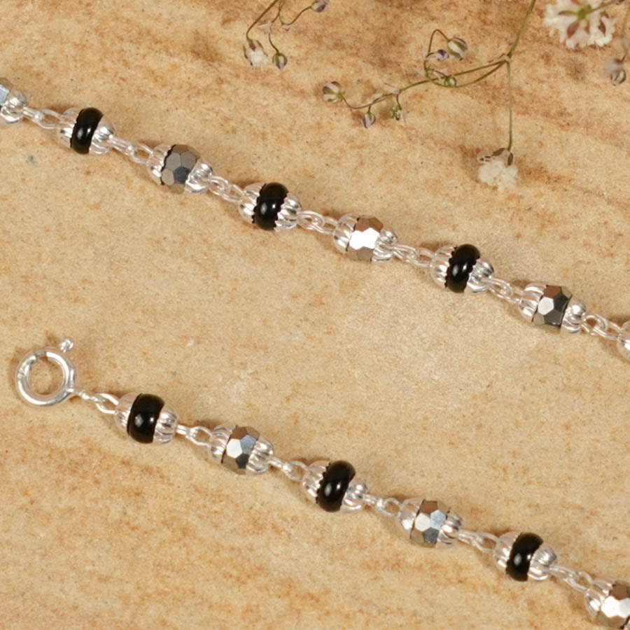 Black and Silver Alternate Beads Nazariya for Kids