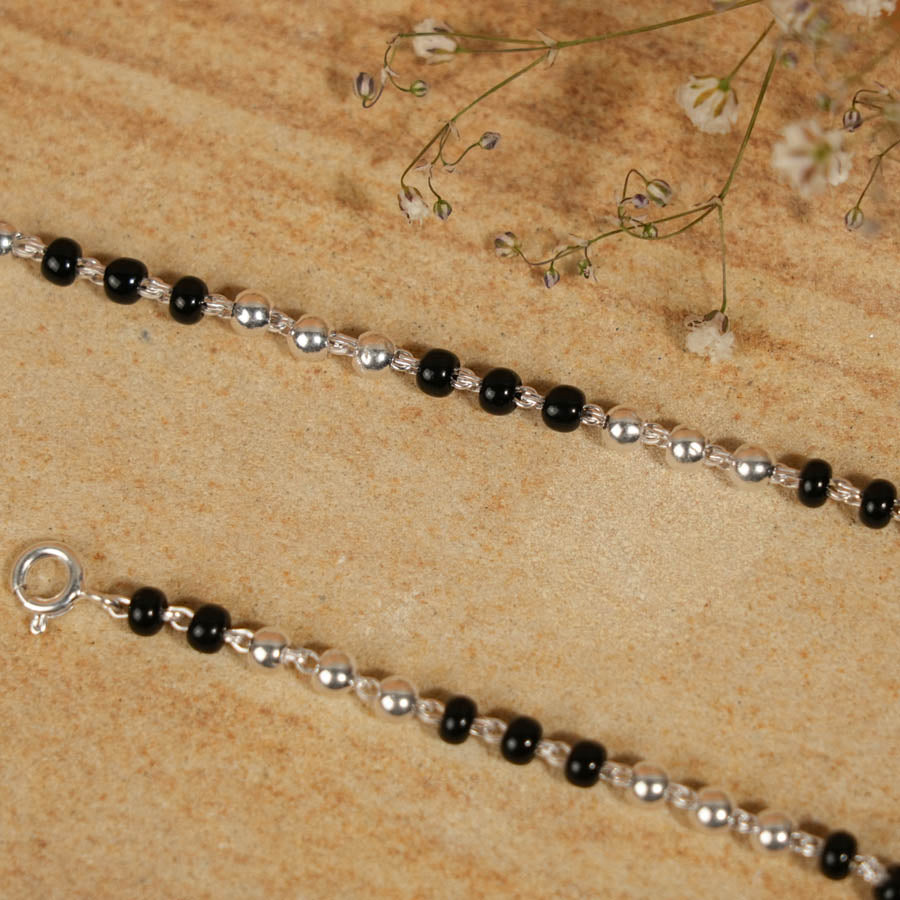 Real Black and Silver Beads Nazariya for Kids