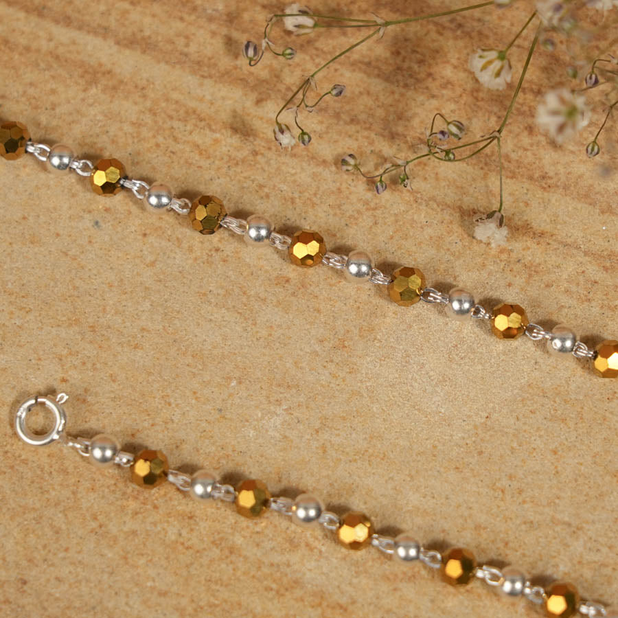 Black and Gold-Plated Silver Beads Pattern Nazariya for Kids
