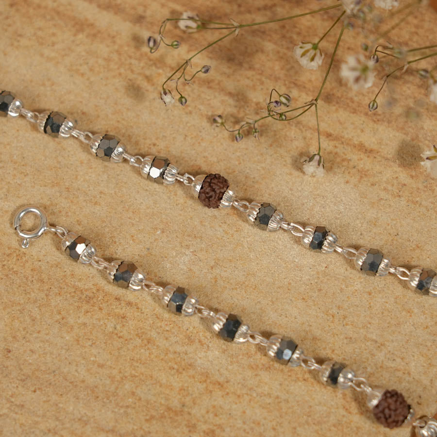 Rudraksha Multicolor Silver Beads Nazariya for Kids