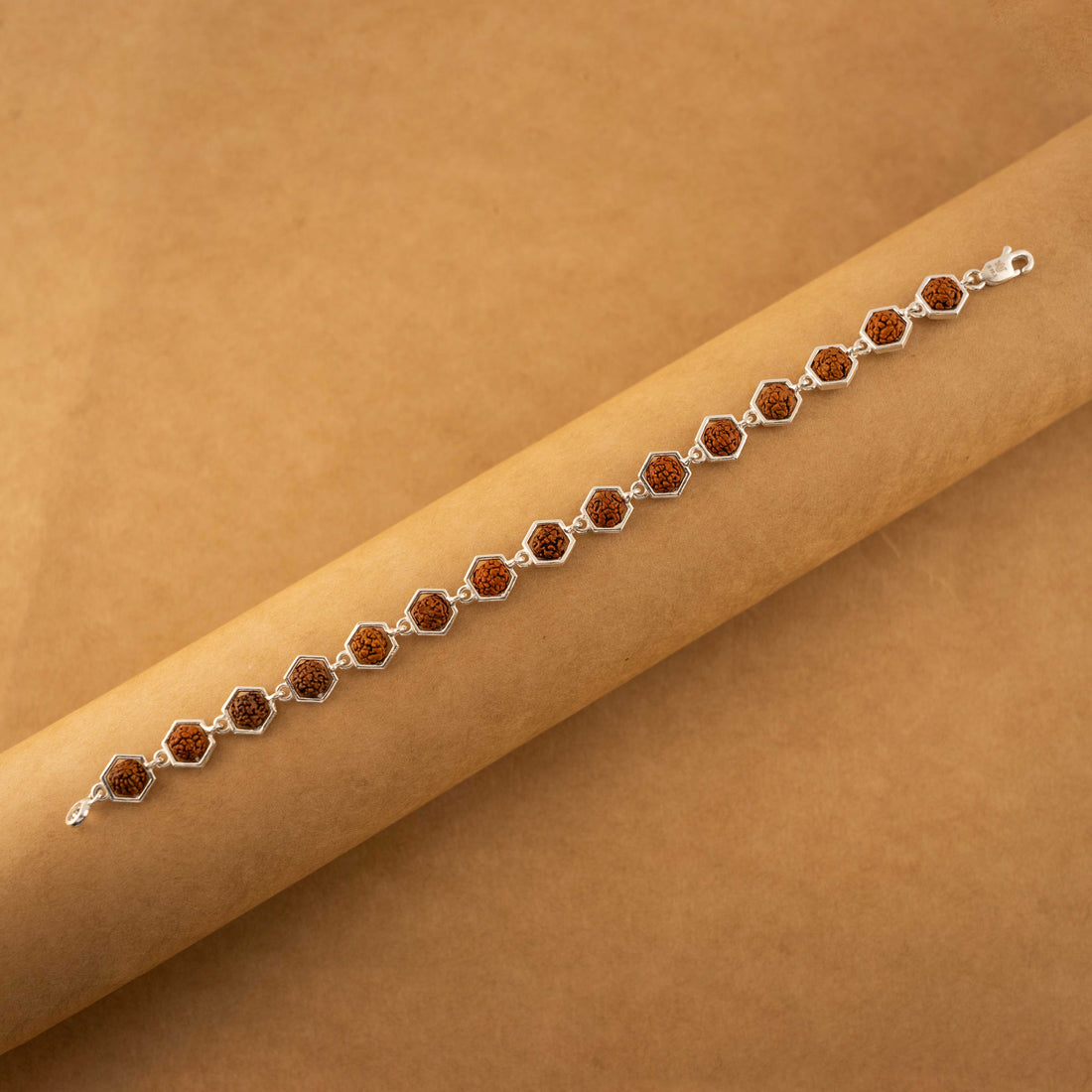 Buy Rudraksha Silver Bracelet (Hexagon)