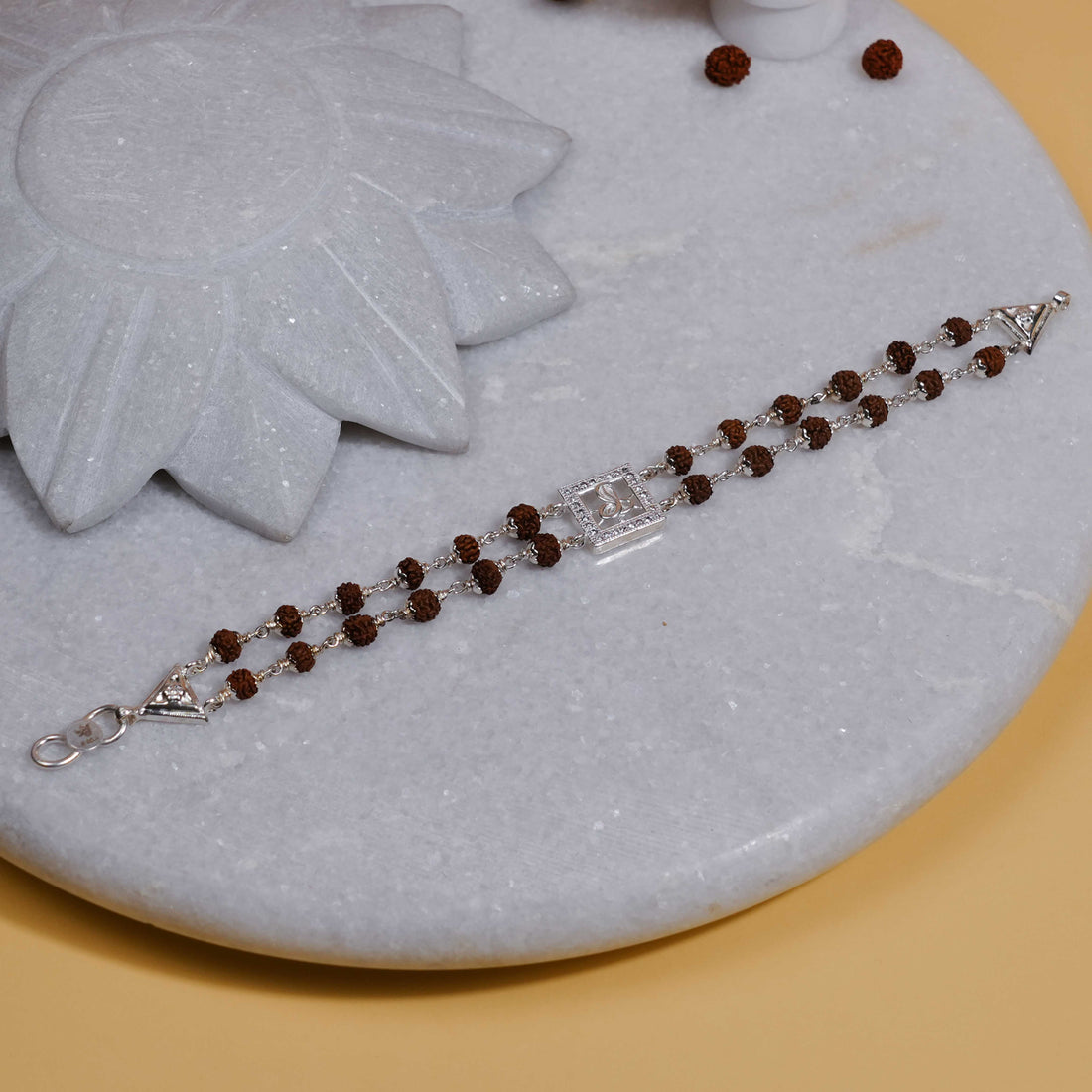 Authentic Rudraksha Silver Naag Double Line Bracelet