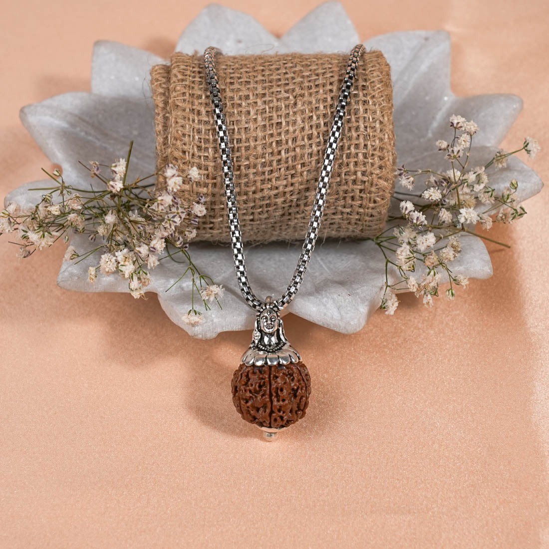 Authentic Adiyogi Pendant (6 Mukhi Nepali Rudraksha) With Chain