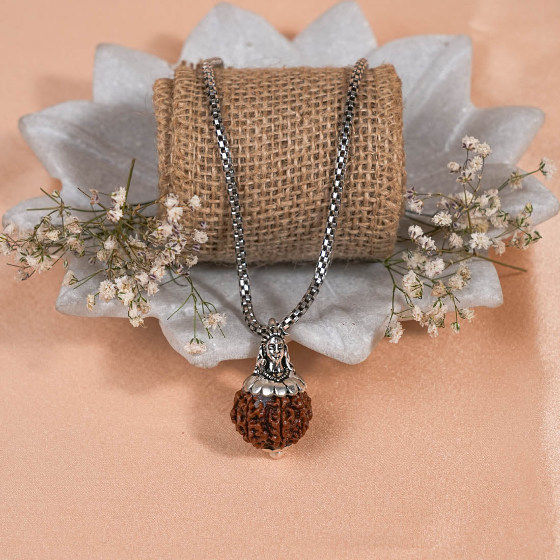 Authentic Adiyogi Pendant (7 Mukhi Nepali Rudraksha) With Chain