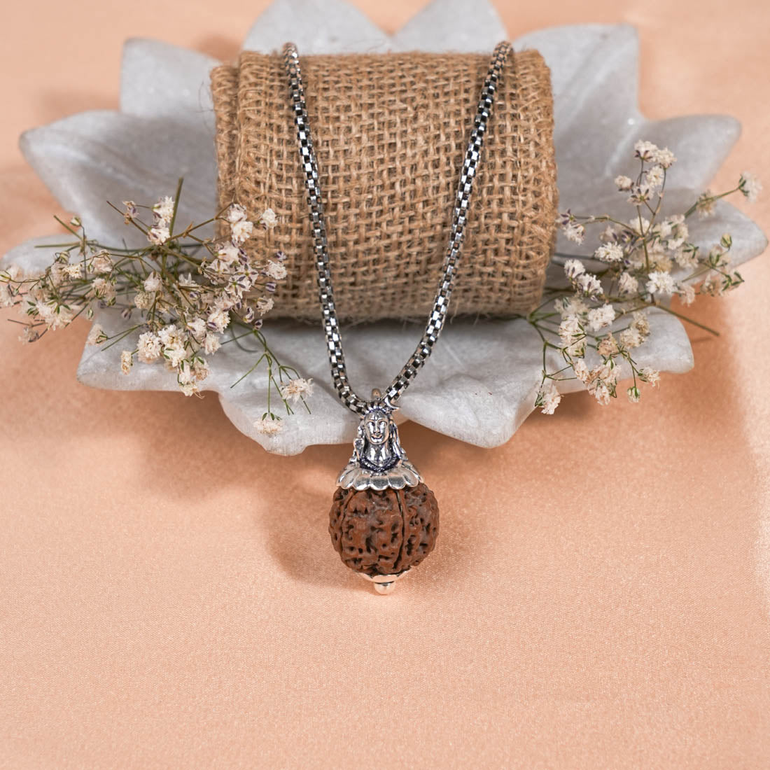 Authentic Adiyogi Pendant (5 Mukhi Nepali  Rudraksha) With Chain