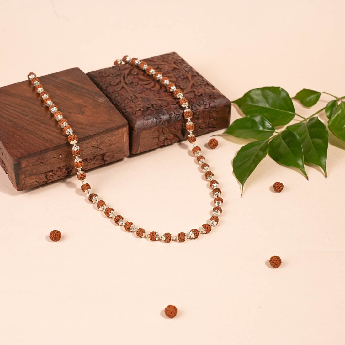 Authentic Rudraksha Silver Mala ( 8 – 9 mm Rudraksha Size)