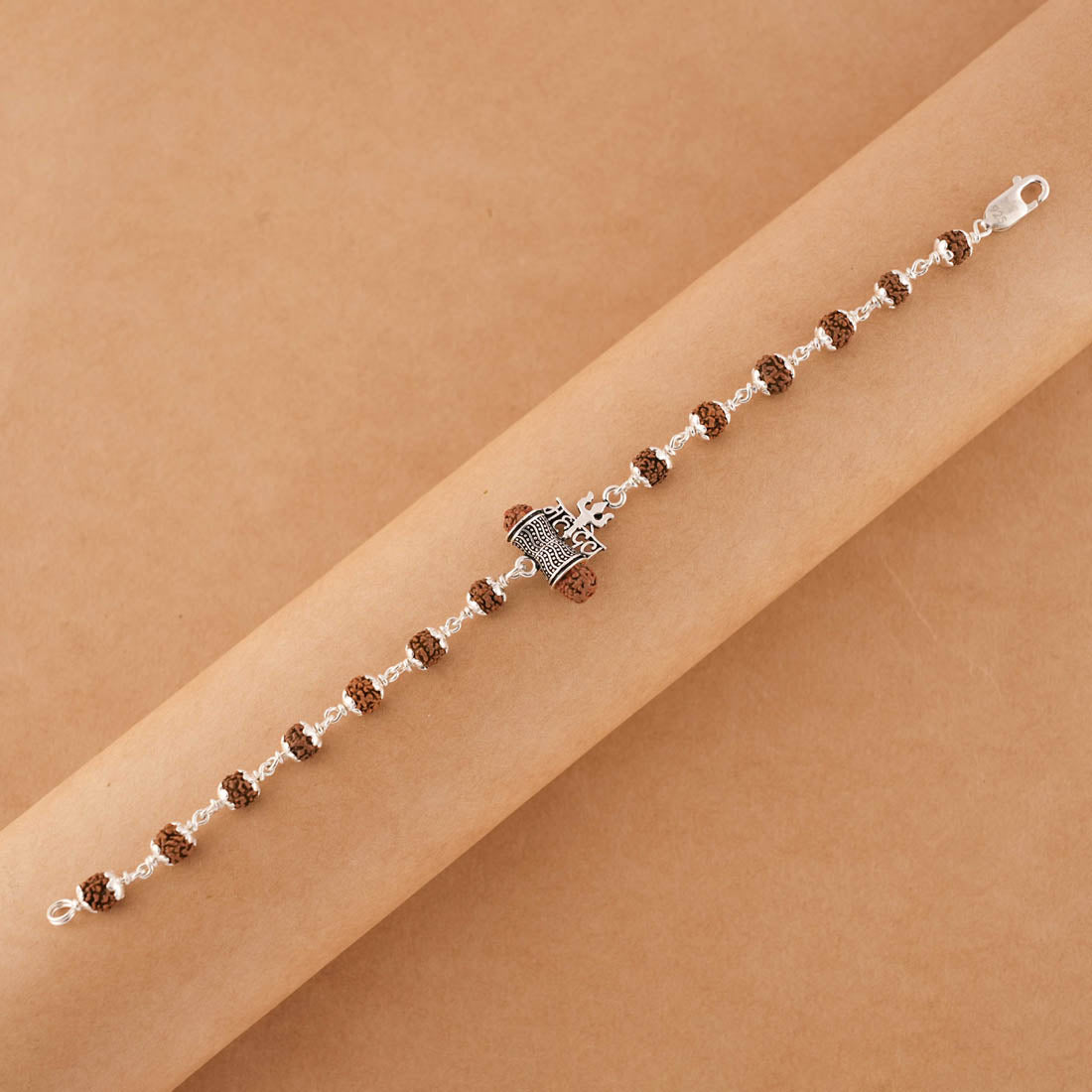 Authentic Rudraksha Silver Trishul With Mahadev Bracelet