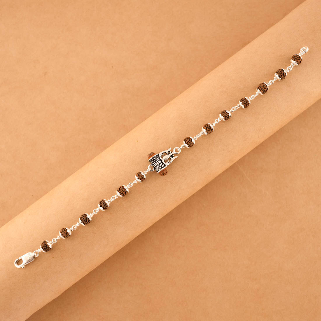 Buy Rudraksha Silver Bracelet with Om Damru Bracelet