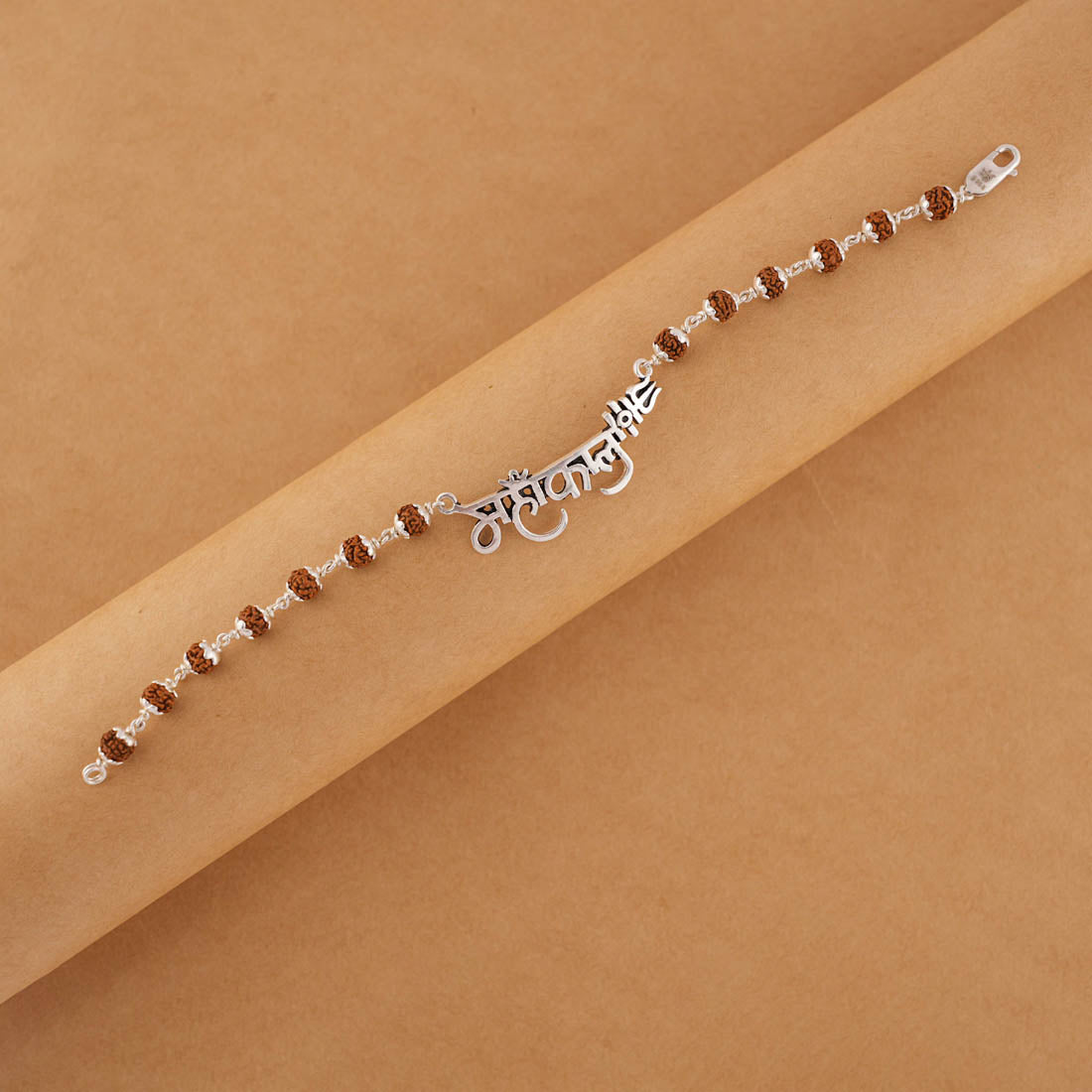 Authentic Rudraksha Silver Mahakal Name Bracelet