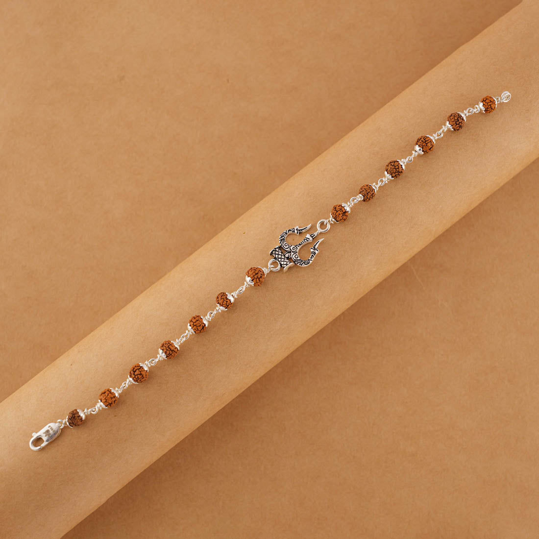 Authentic Rudraksha Silver Trishul Bracelet