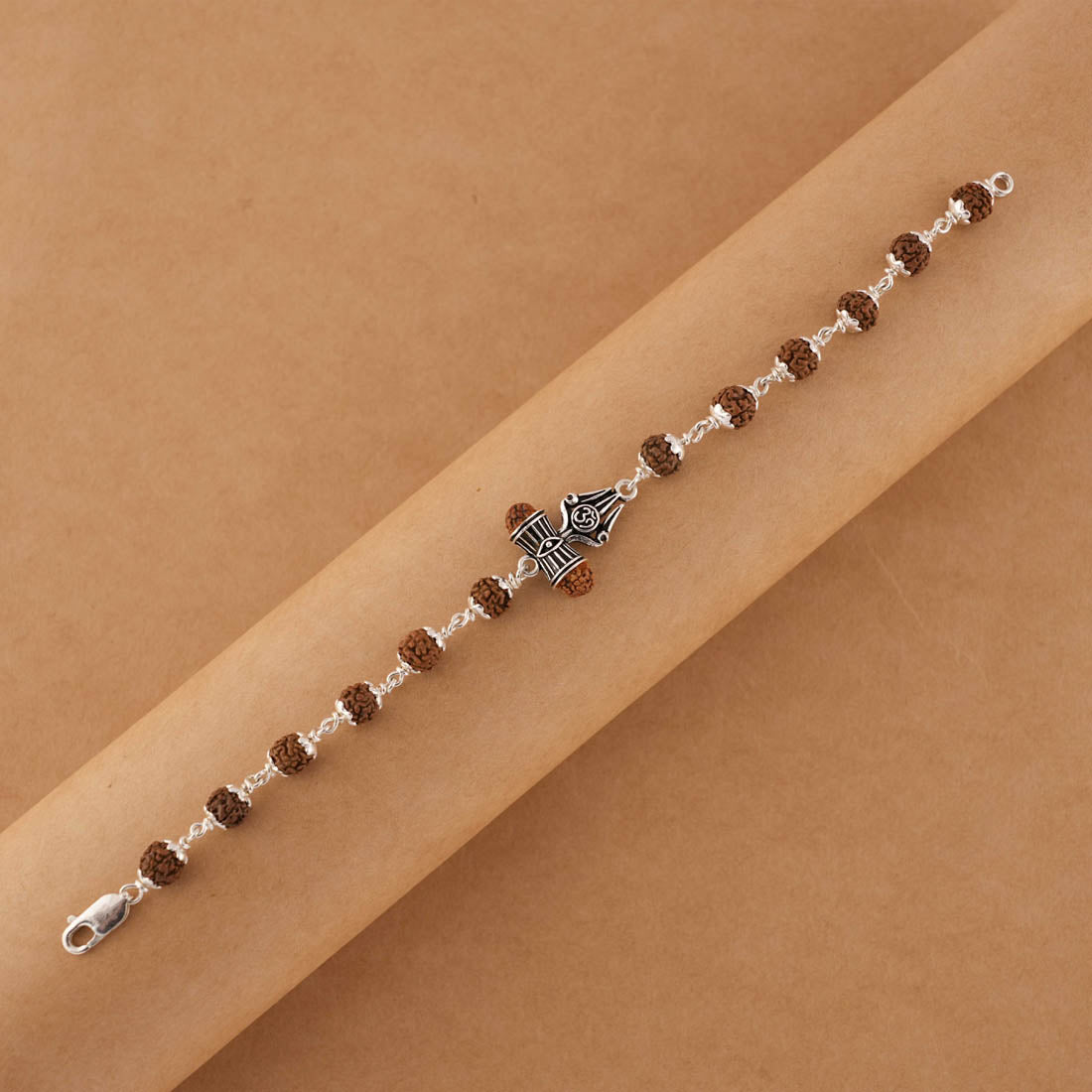 Buy Rudraksha Silver Om Trishul Bracelet