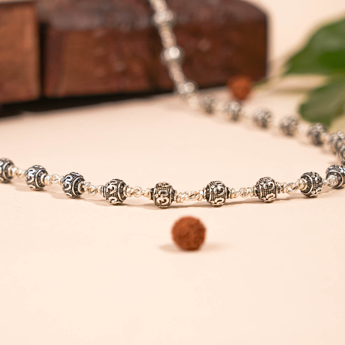Silver Mala (Om Beads)