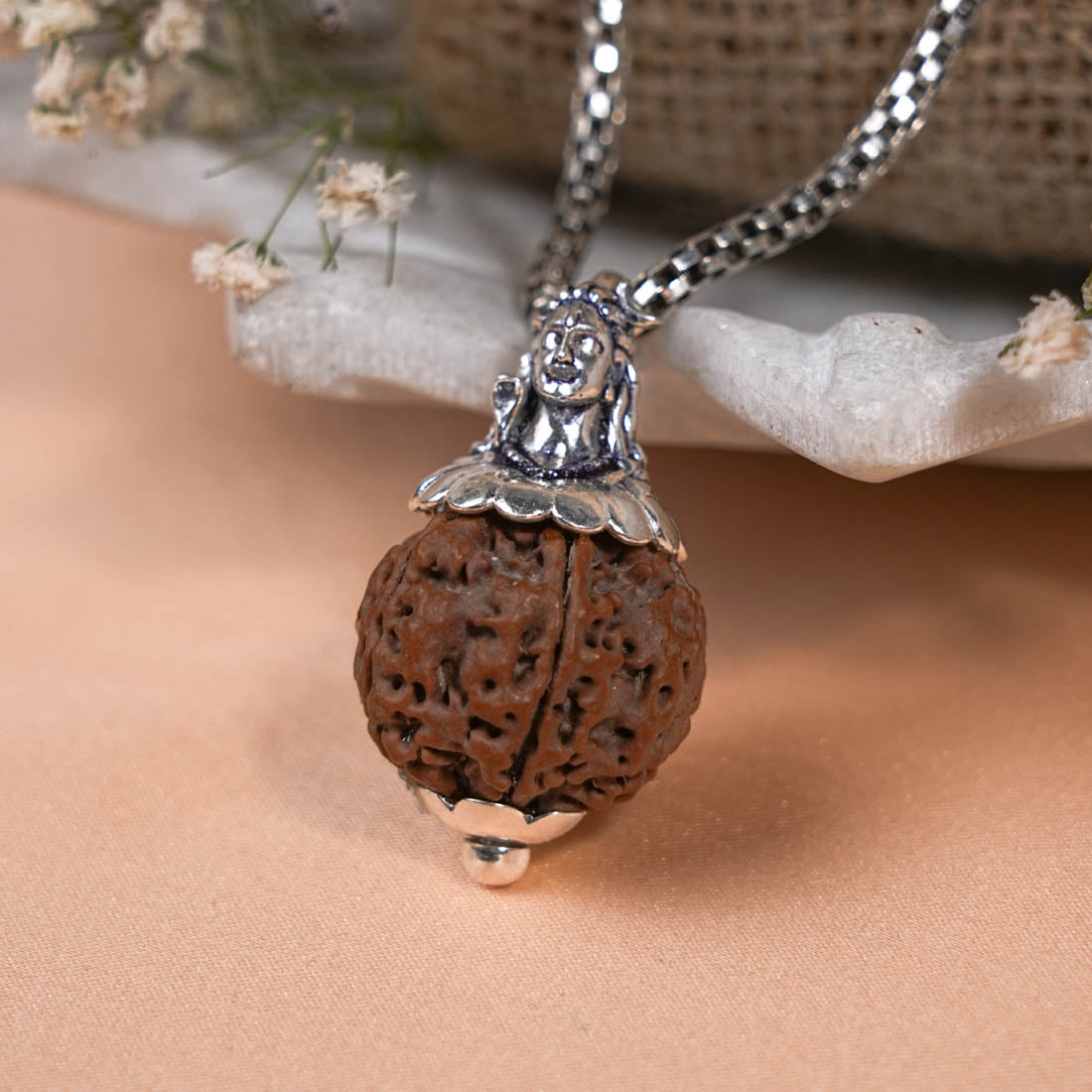 Adiyogi Pendant (5 Mukhi Nepali  Rudraksha) With Chain