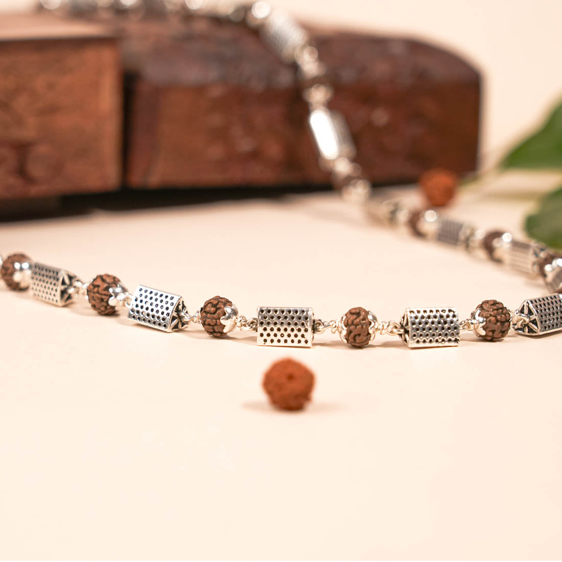 Rudraksha Silver Mala (Triangle Beads)