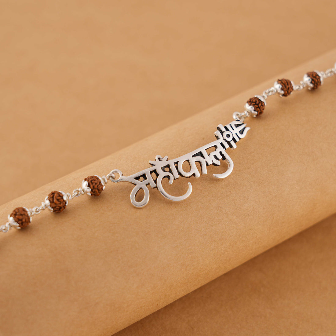 Rudraksha Silver Mahakal Name Bracelet