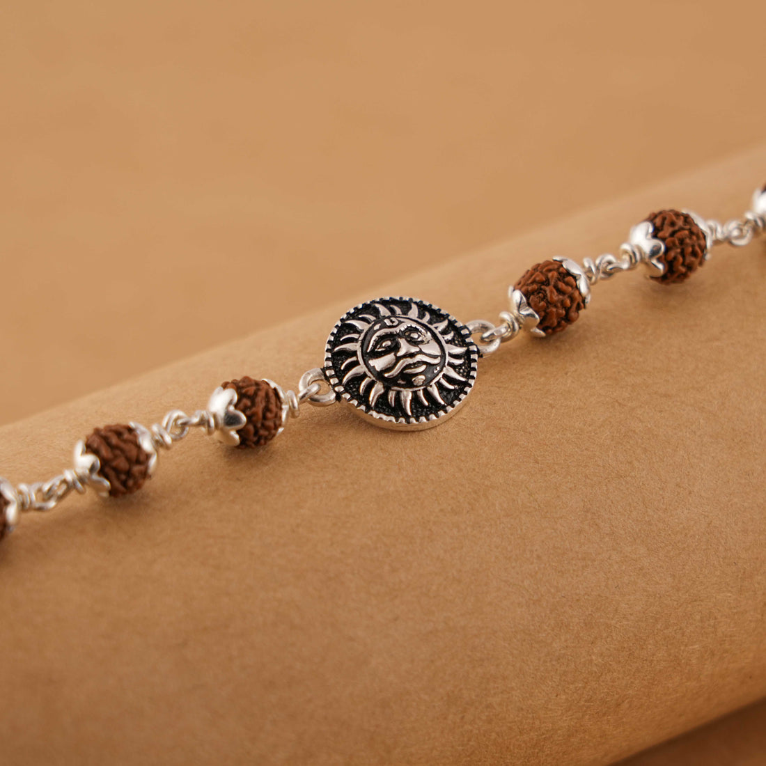 Rudraksha Silver Suryadev Bracelet
