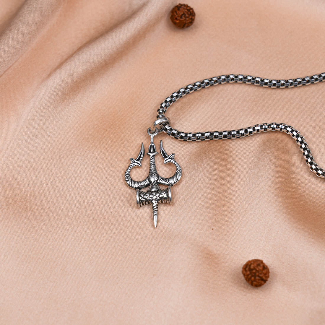 Silver Trishul Pendant with Chain