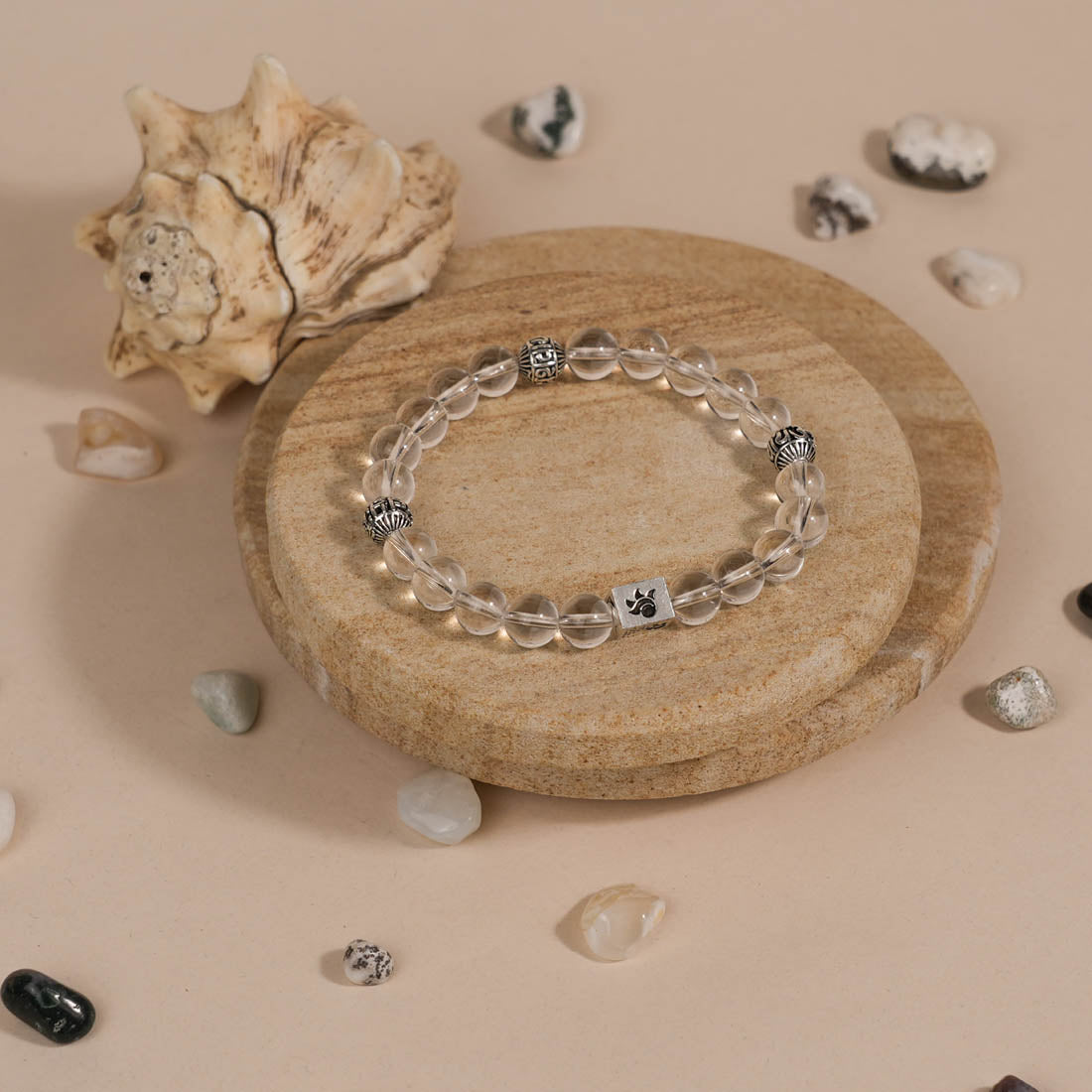 Authentic Spatik Beads with Om Namah Shivay Silver Beads Bracelet
