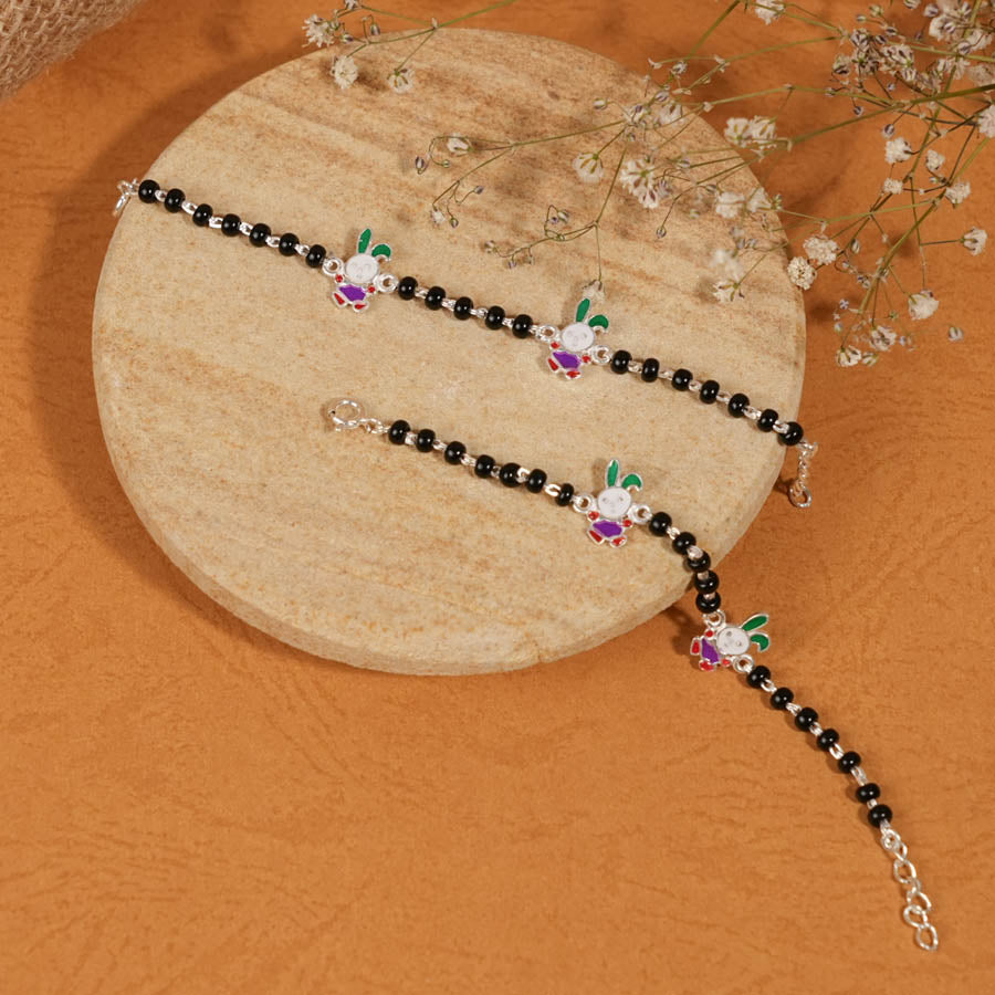 Authentic Black Beads Silver Two Bunny Nazariya for Kids