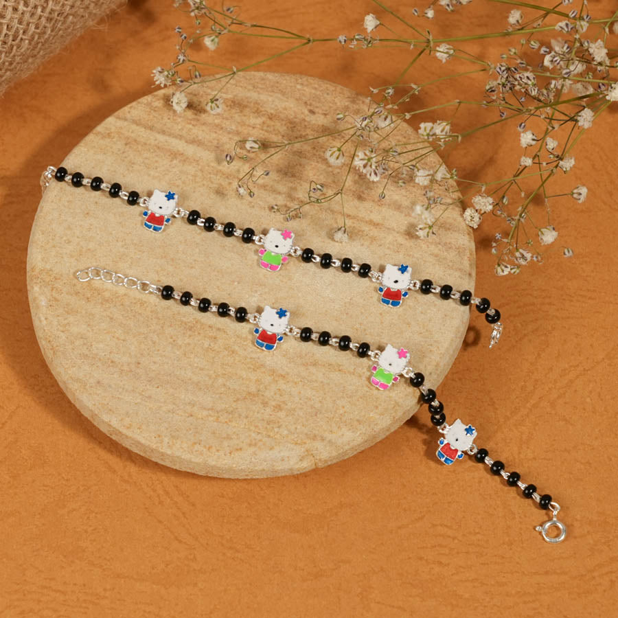Authentic Black Beads Multicolor Teddy Bear Silver Nazariya for Kids