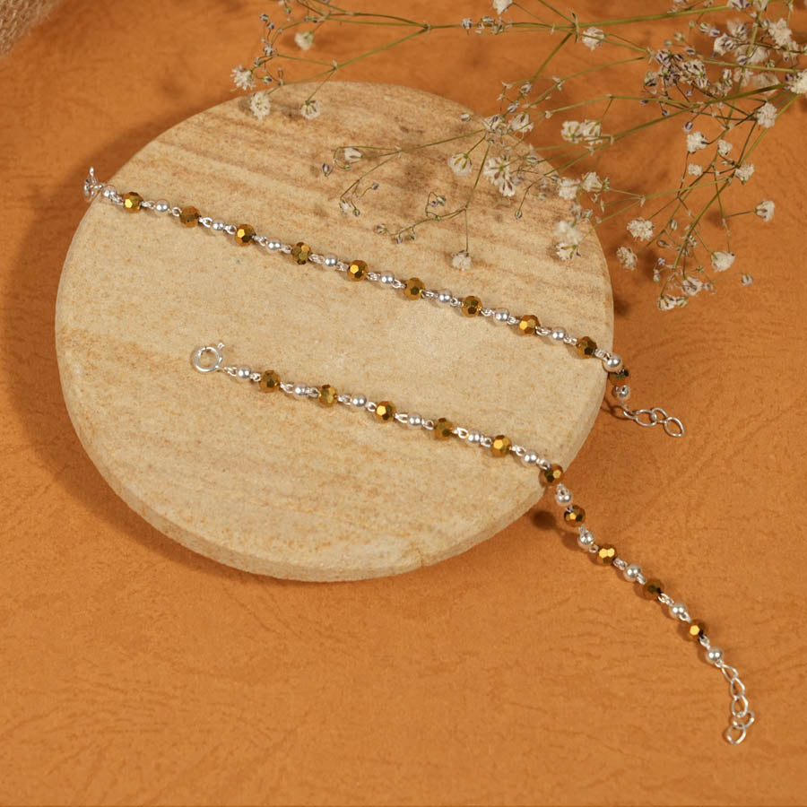 Authentic Black and Gold-Plated Silver Beads Pattern Nazariya for Kids