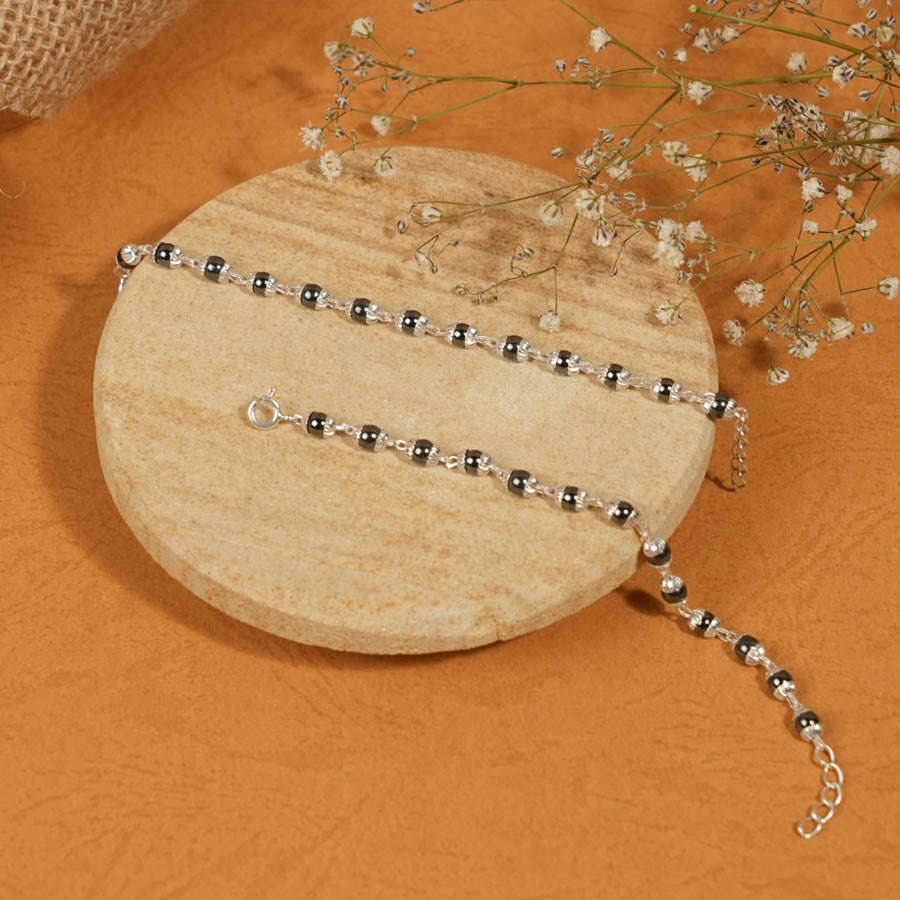 Authentic Black Beads Embedded in Silver Nazariya for Kids