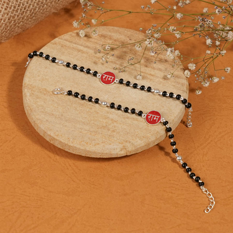 Authentic Black Beads Ram Silver Nazariya for Kids
