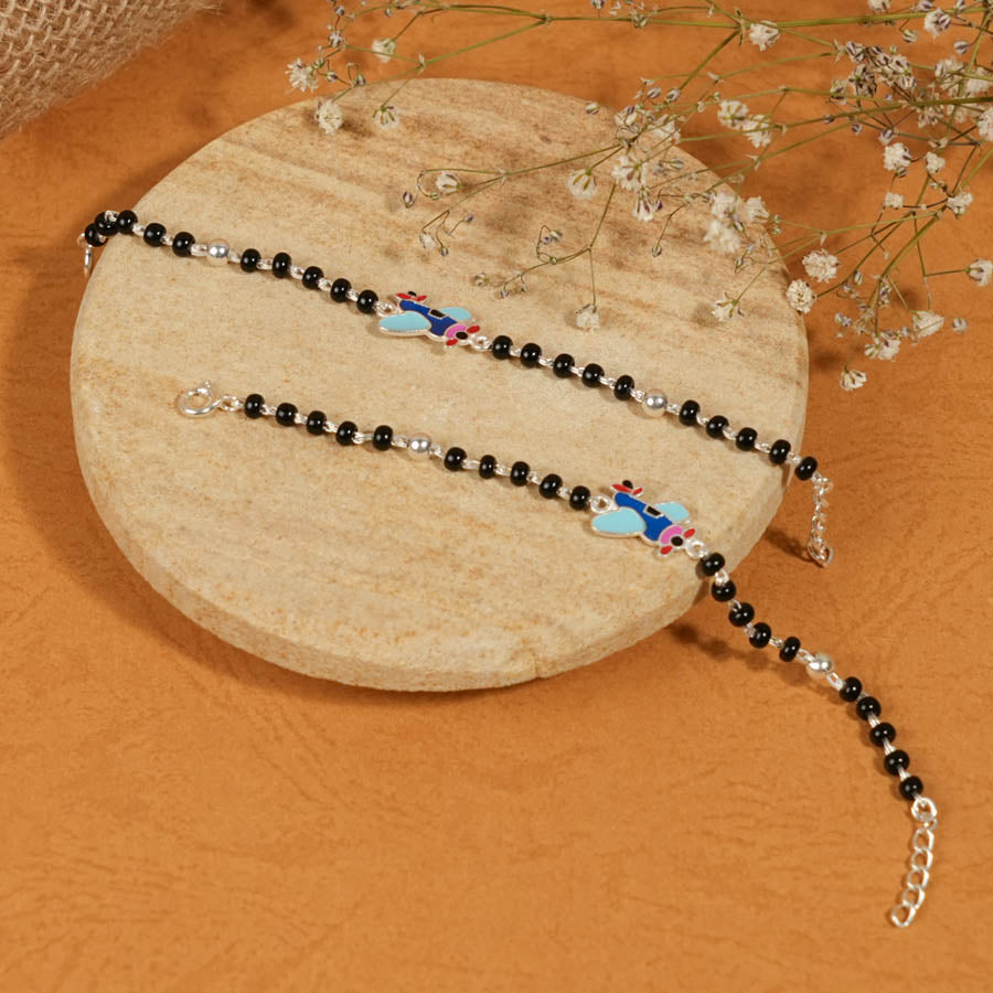Authentic Black Beads Multicolor Airplane Silver Nazariya for Kids
