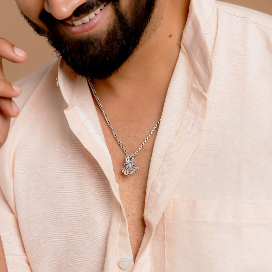 Organic Adiyogi Pendant with Chain Silver 92.5