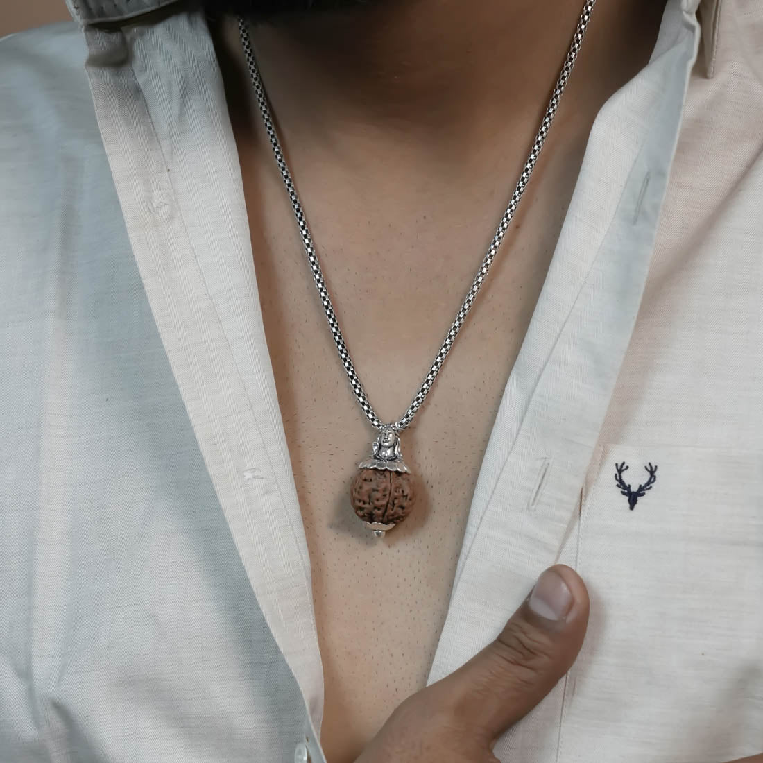 Orignal Adiyogi Pendant (5 Mukhi Nepali  Rudraksha) With Chain
