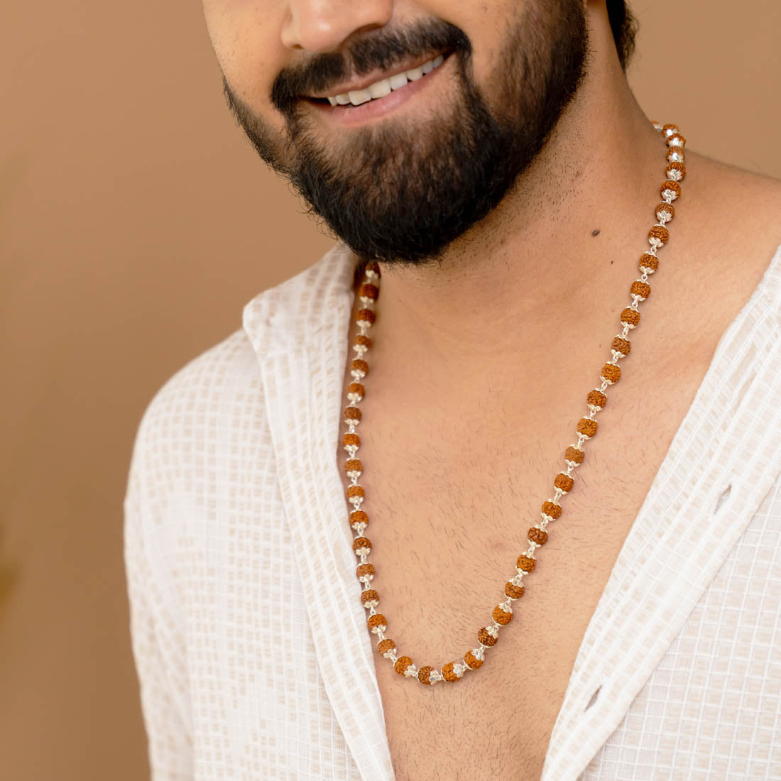 Buy Rudraksha Silver Mala ( 8 – 9 mm Rudraksha Size)