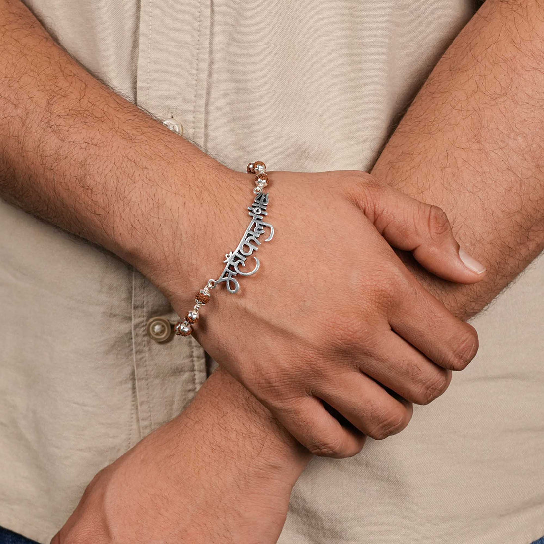 Buy Rudraksha Silver Mahakal Name Bracelet