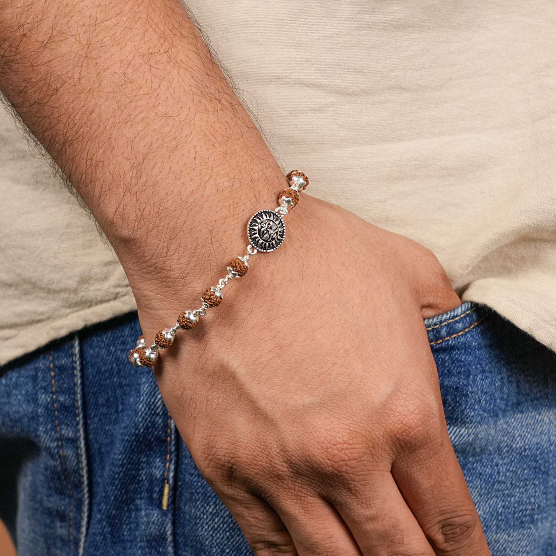 Rudraksha Silver Suryadev Bracelet