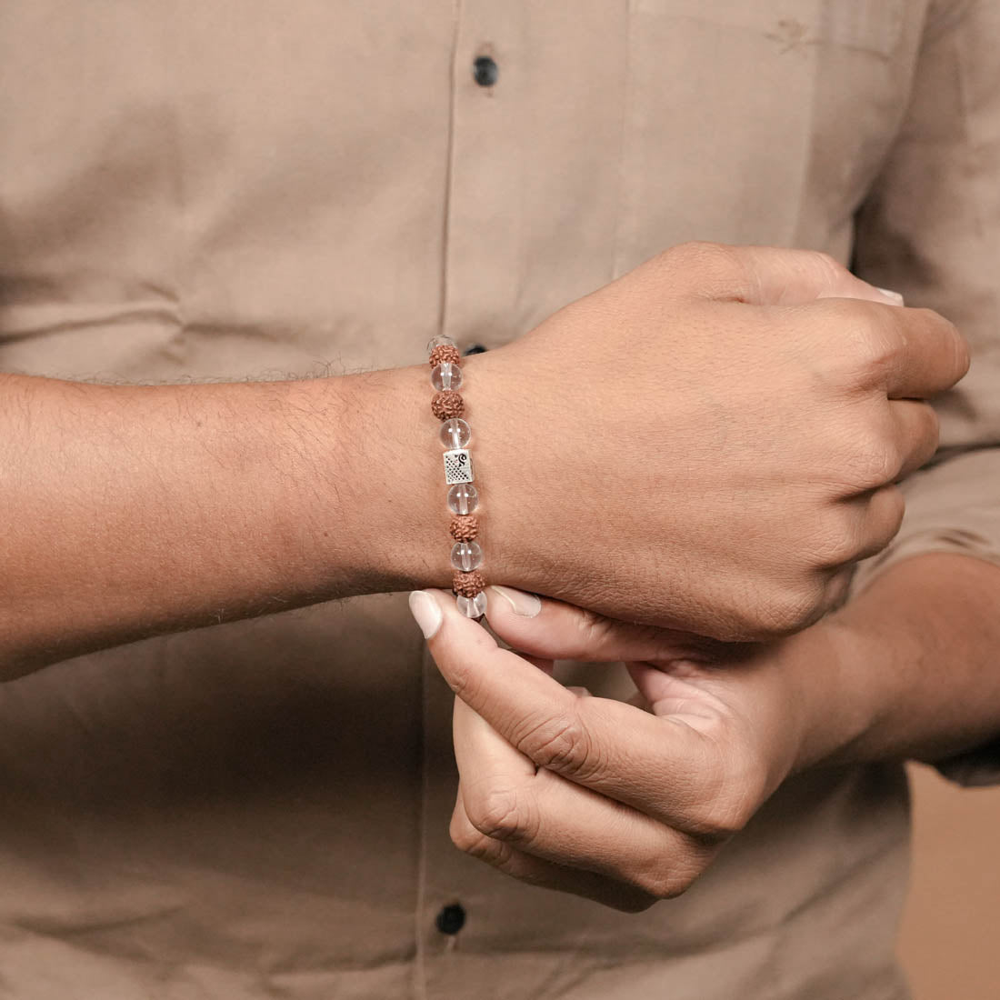 Rudraksha with Spatik Beads Bracelet