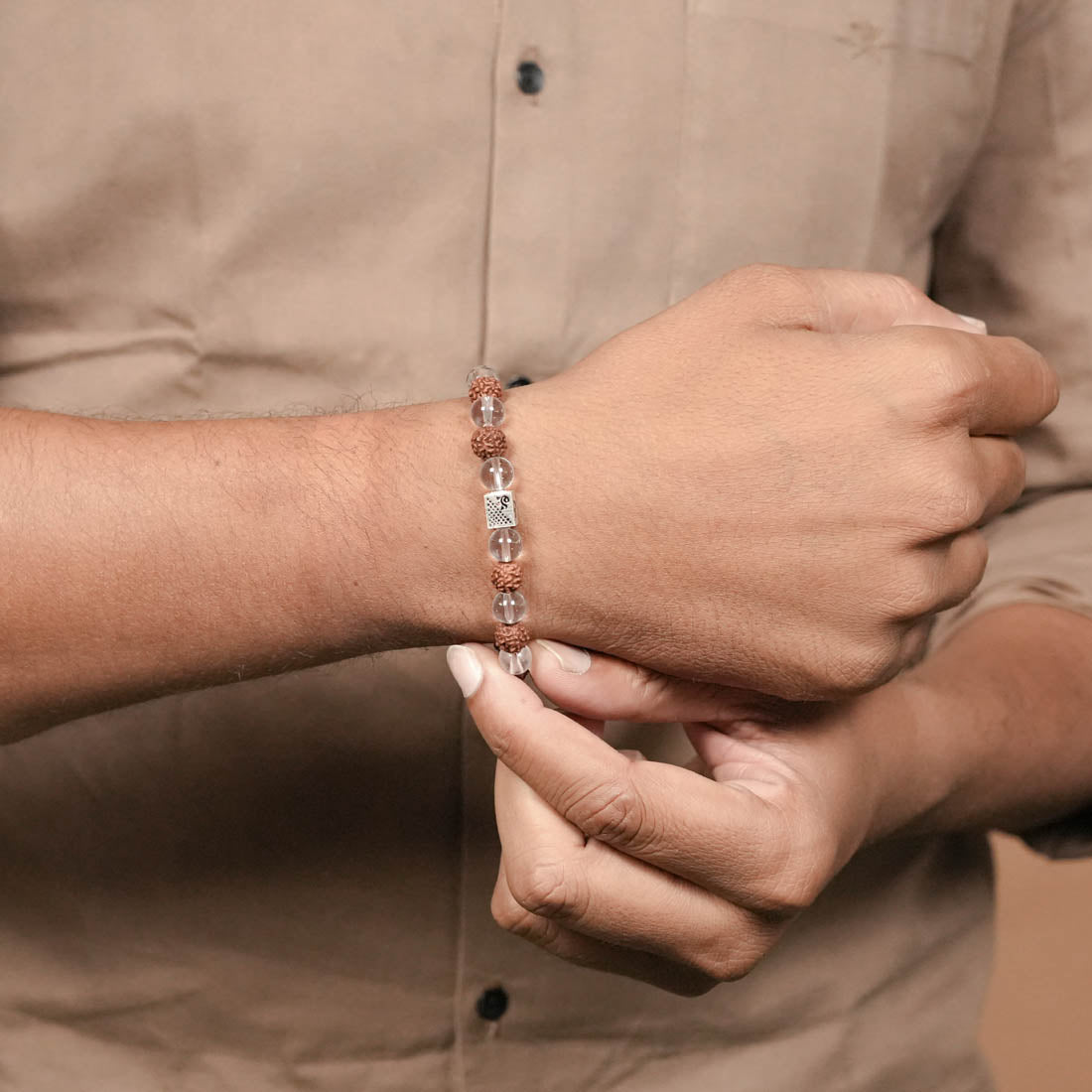 Orignal Rudraksha with Spatik Beads Bracelet