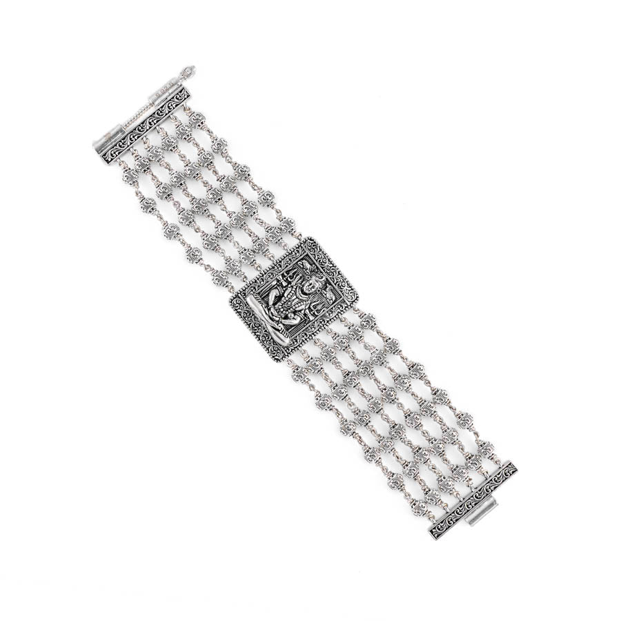 Shiva Six Line Silver Bracelet