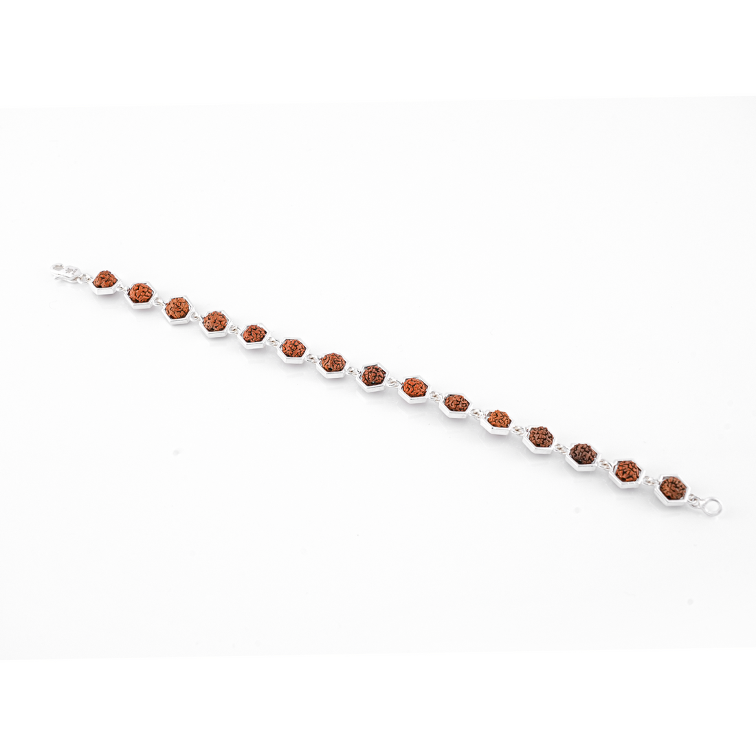 Silver Rakhi with Hexagonal Rudraksha Bracelet