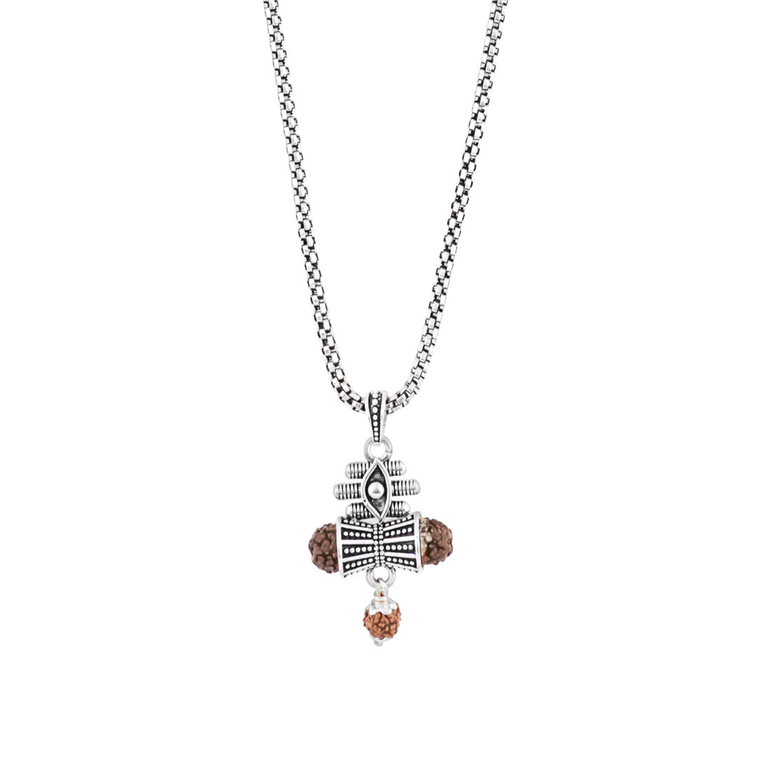 Rudraksha Damru & Lord Shiva Third Eye Pendant