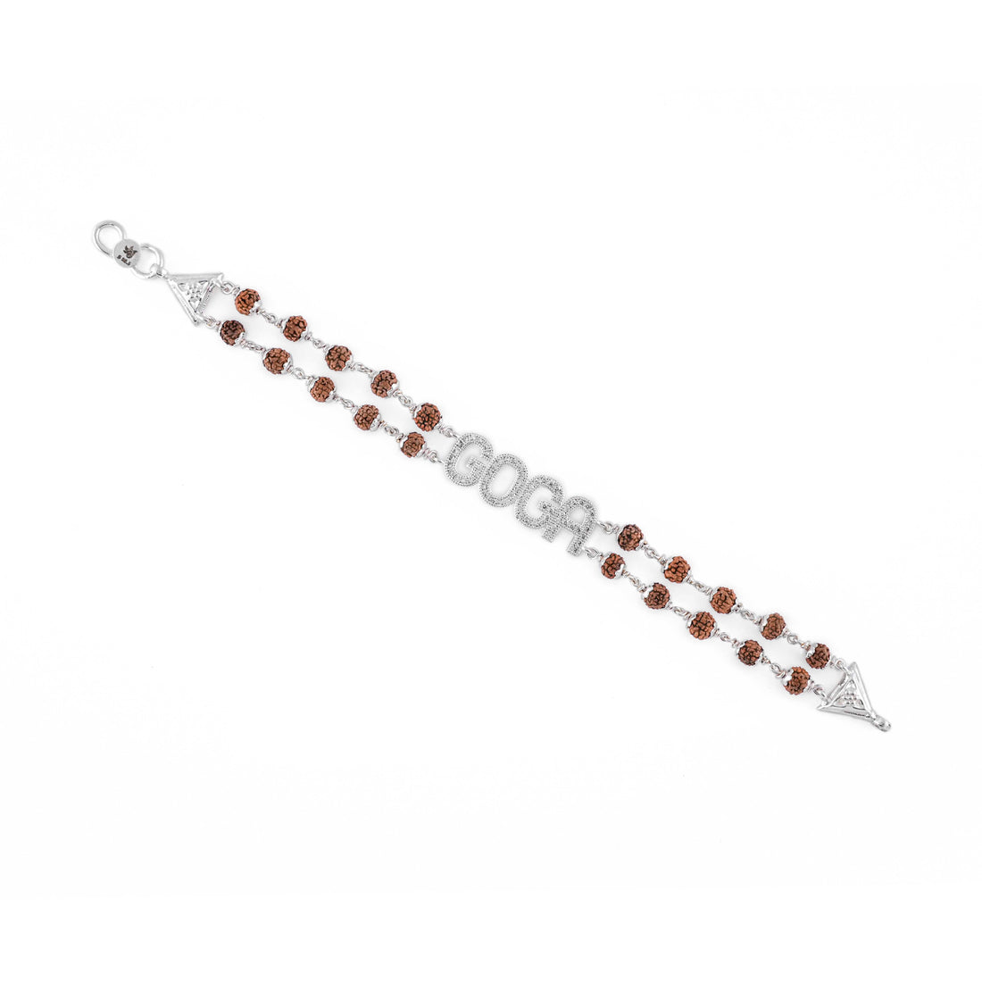 Rudraksha Silver Goga Brooch Double Line Bracelet