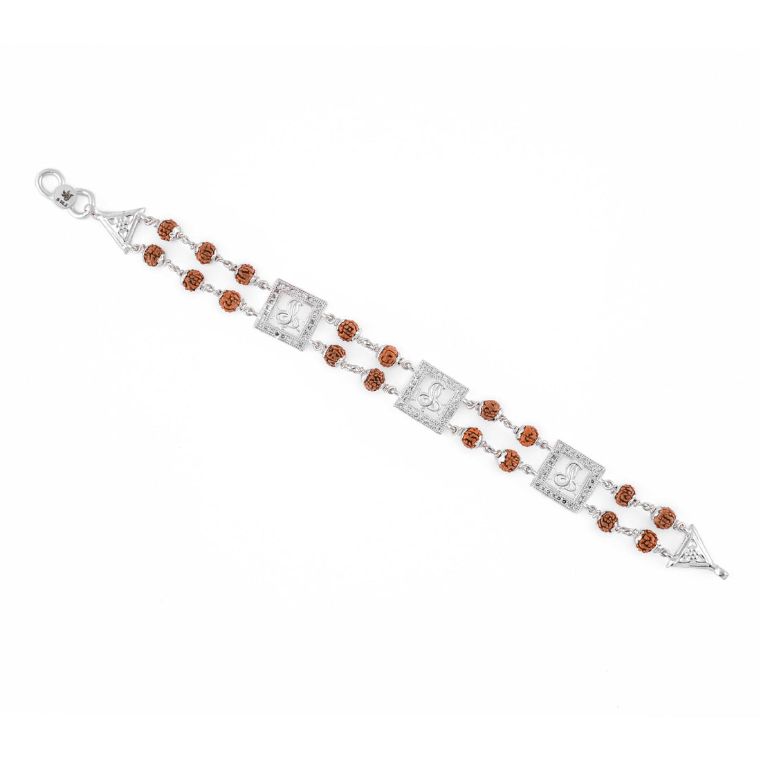 Rudraksha Silver Three Brooch Goga Double Line Bracelet