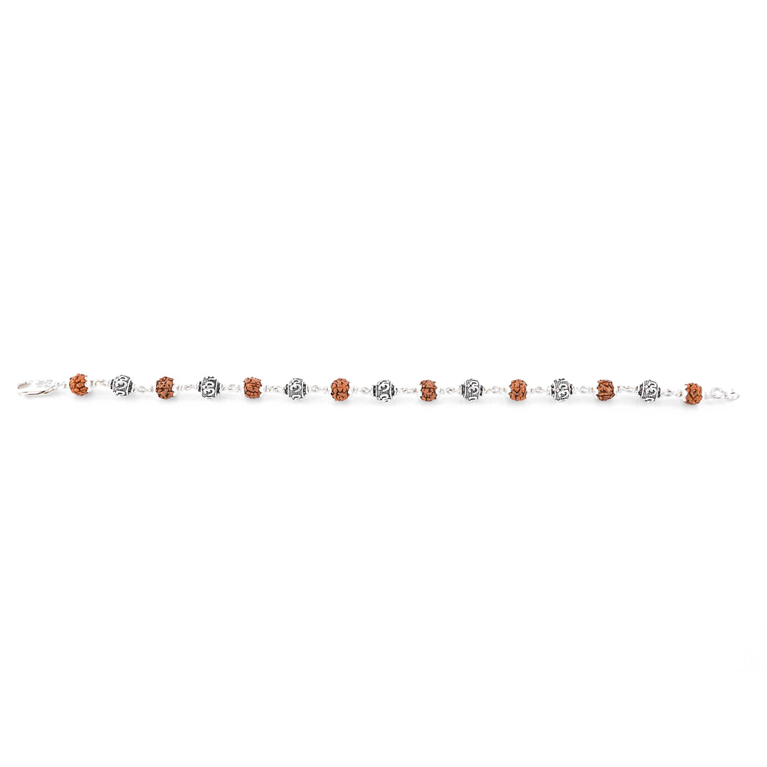 Silver Rakhi with Rudraksha and Om Beads