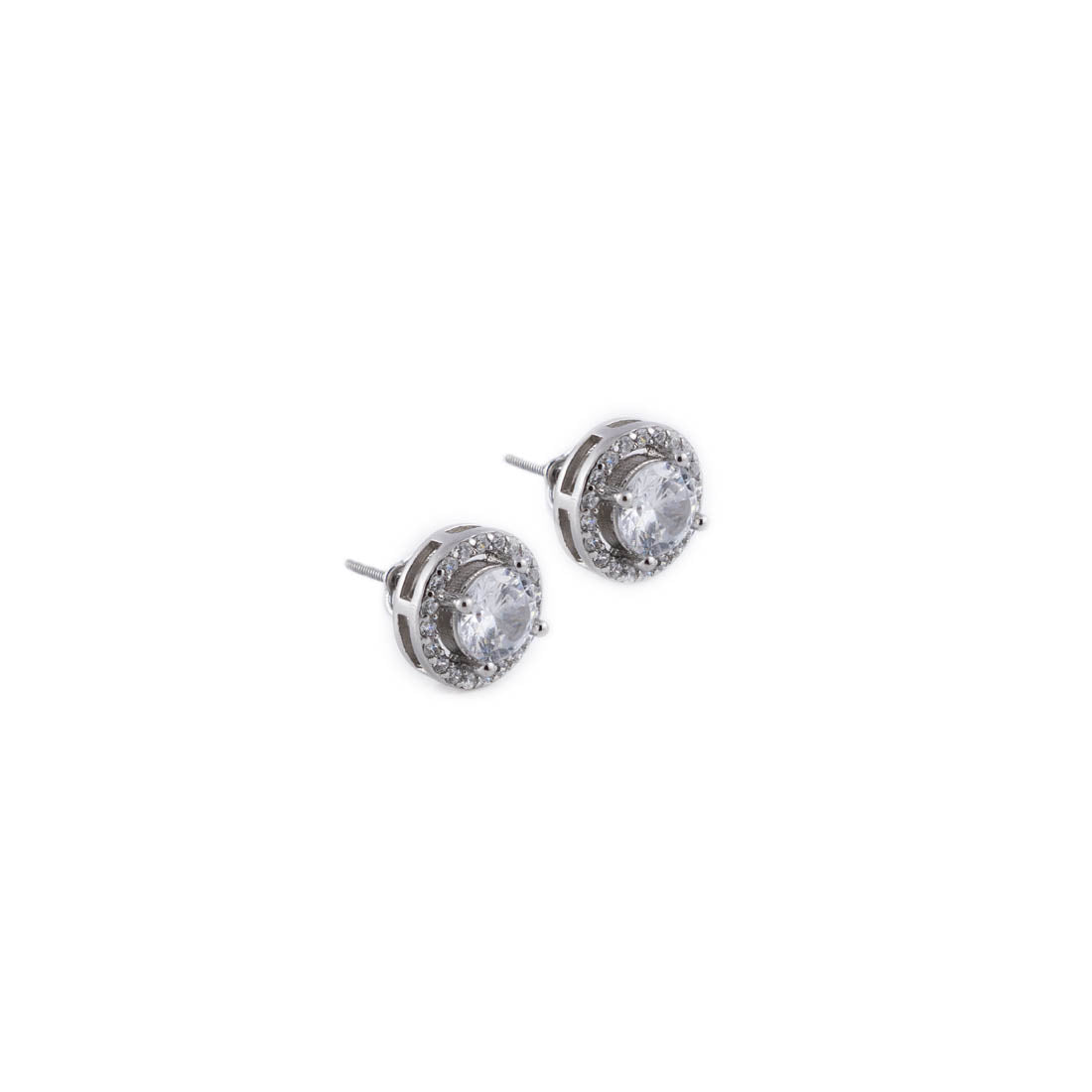 Silver Set Chain Circular Pendant and Earrings with Finely Cut Stones for Women