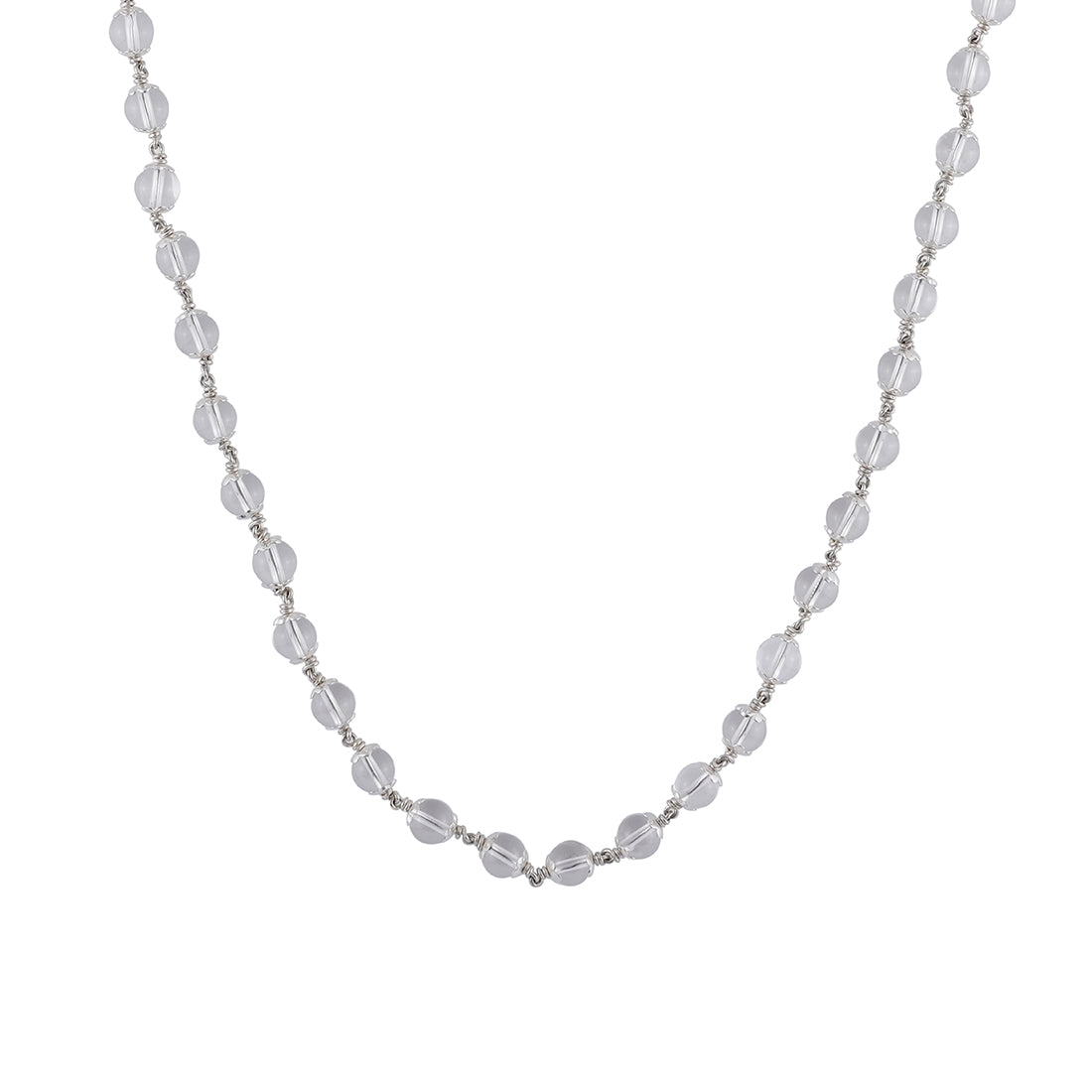 Sphatik Bead Silver Mala