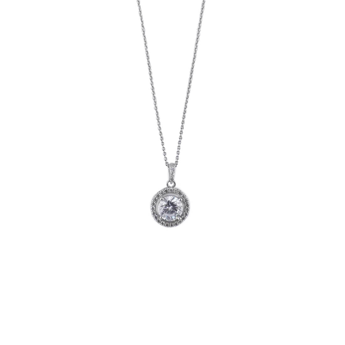 Silver Set Chain Circular Pendant and Earrings with Finely Cut Stones for Women