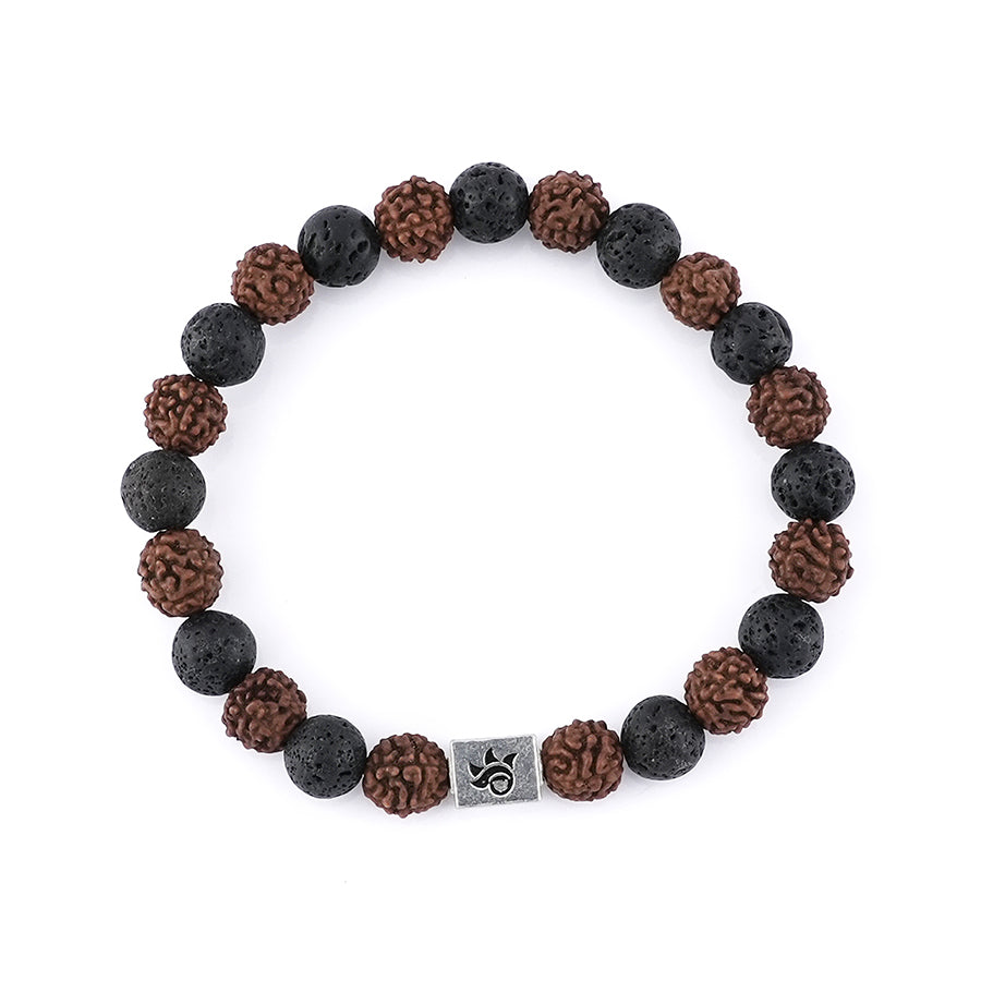 Rudraksha with Lava Beads Bracelet